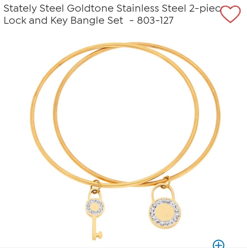 Lock & Key Bangle Bracelet Set - Picture 4 of 5